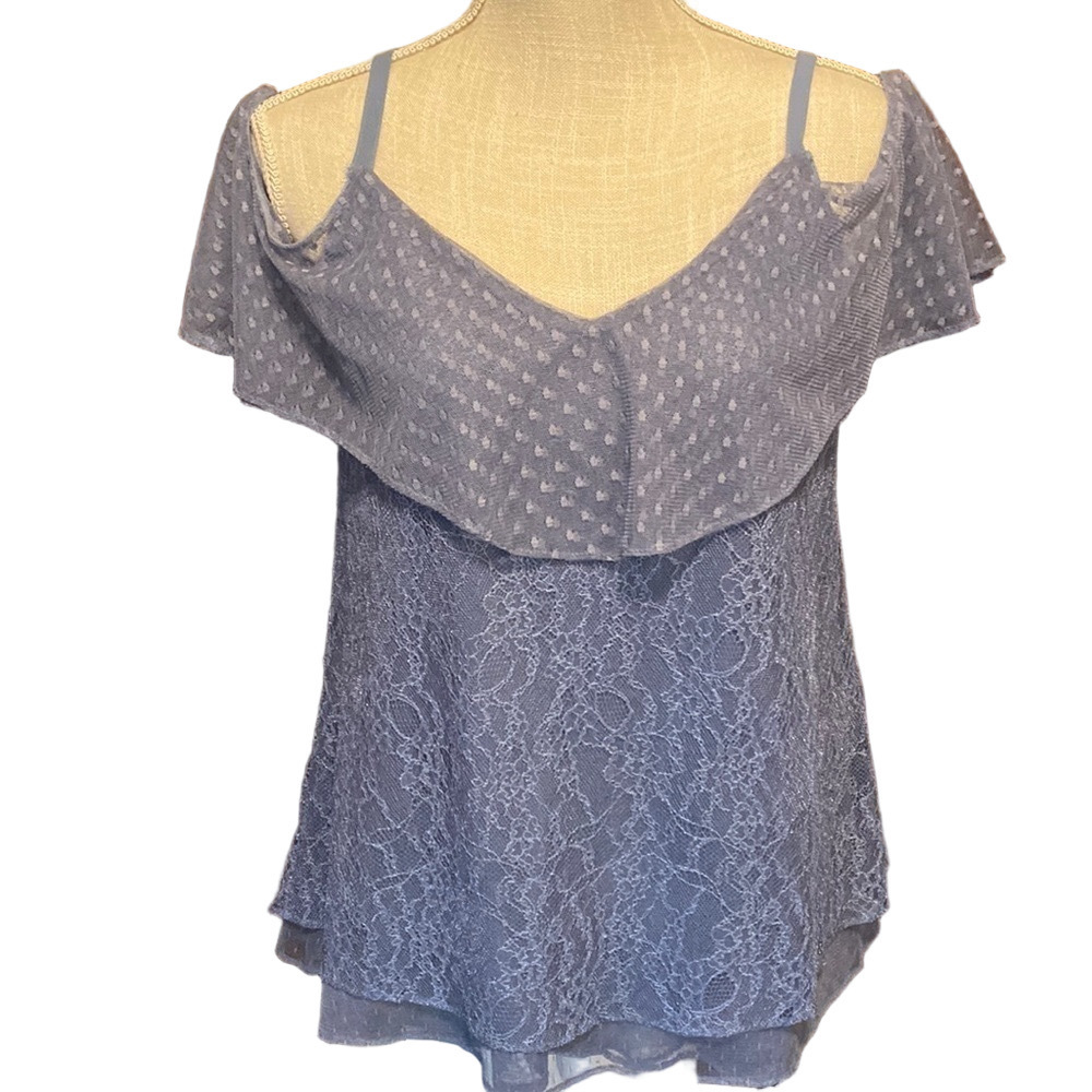White House Black Market Cold Shoulder Lace Blouse